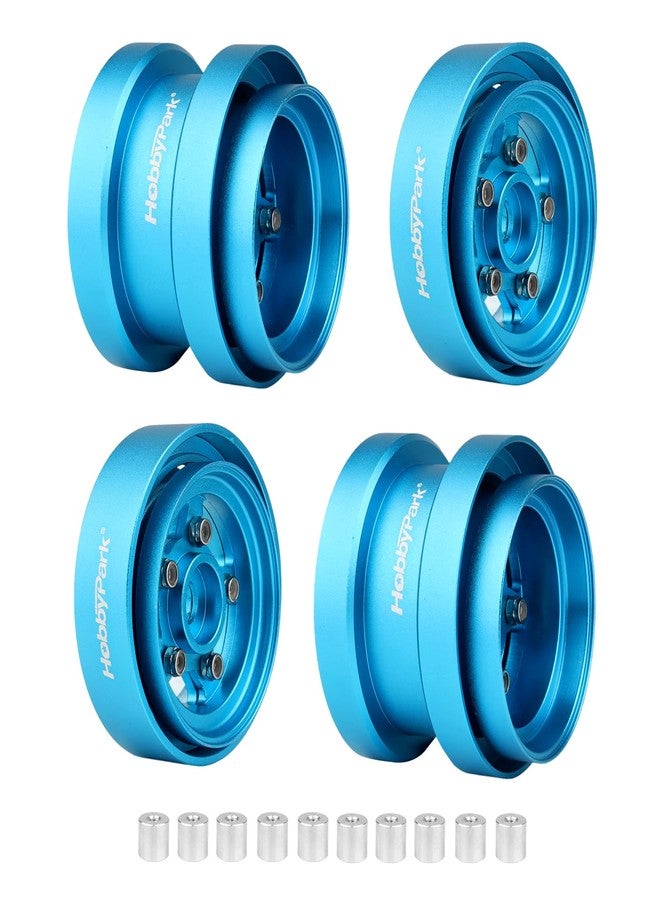 HobbyPark Aluminum Beadlock Wheels Rims Wheel Hub for Tamiya Hornet, Grasshopper, Mighty Frog, Buggy Champ, Fast Attack, Fighting Buggy Upgrades Upgrades Replacement (Blue) - Image 1